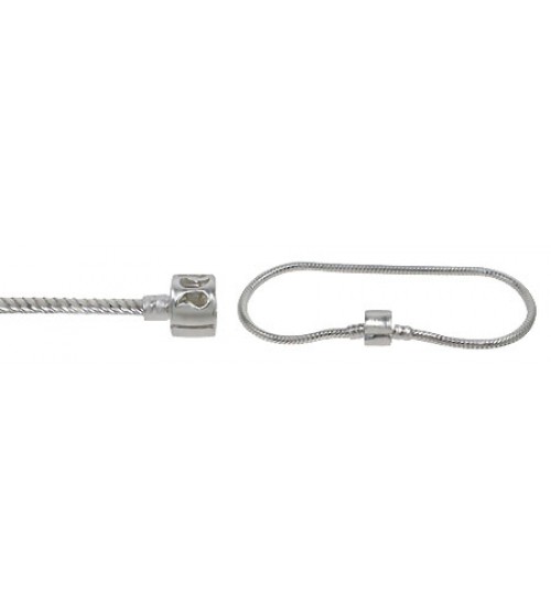 3mm Snake Chain with Round Clip Clasp - 7.5" - 8" Length, Sterling Silver